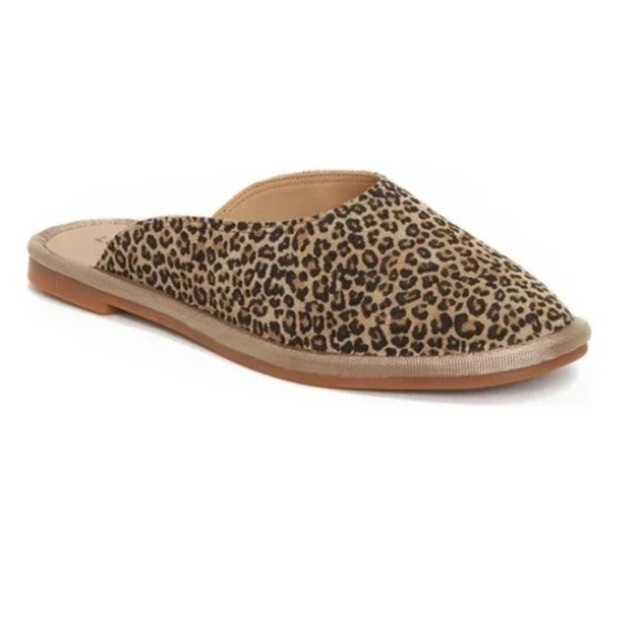 NWOB Lucky Brand Arvy Slip On Mule Leopard Print Eyelash 8 - Picture 1 of 6